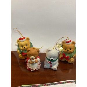 Vintage Lil Chimers Christmas Bell Ornaments  Porcelain Lot of 4